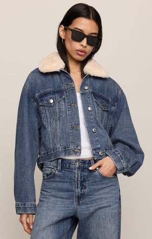 Z Supply The Daily Denim Fur Jacket in Hush