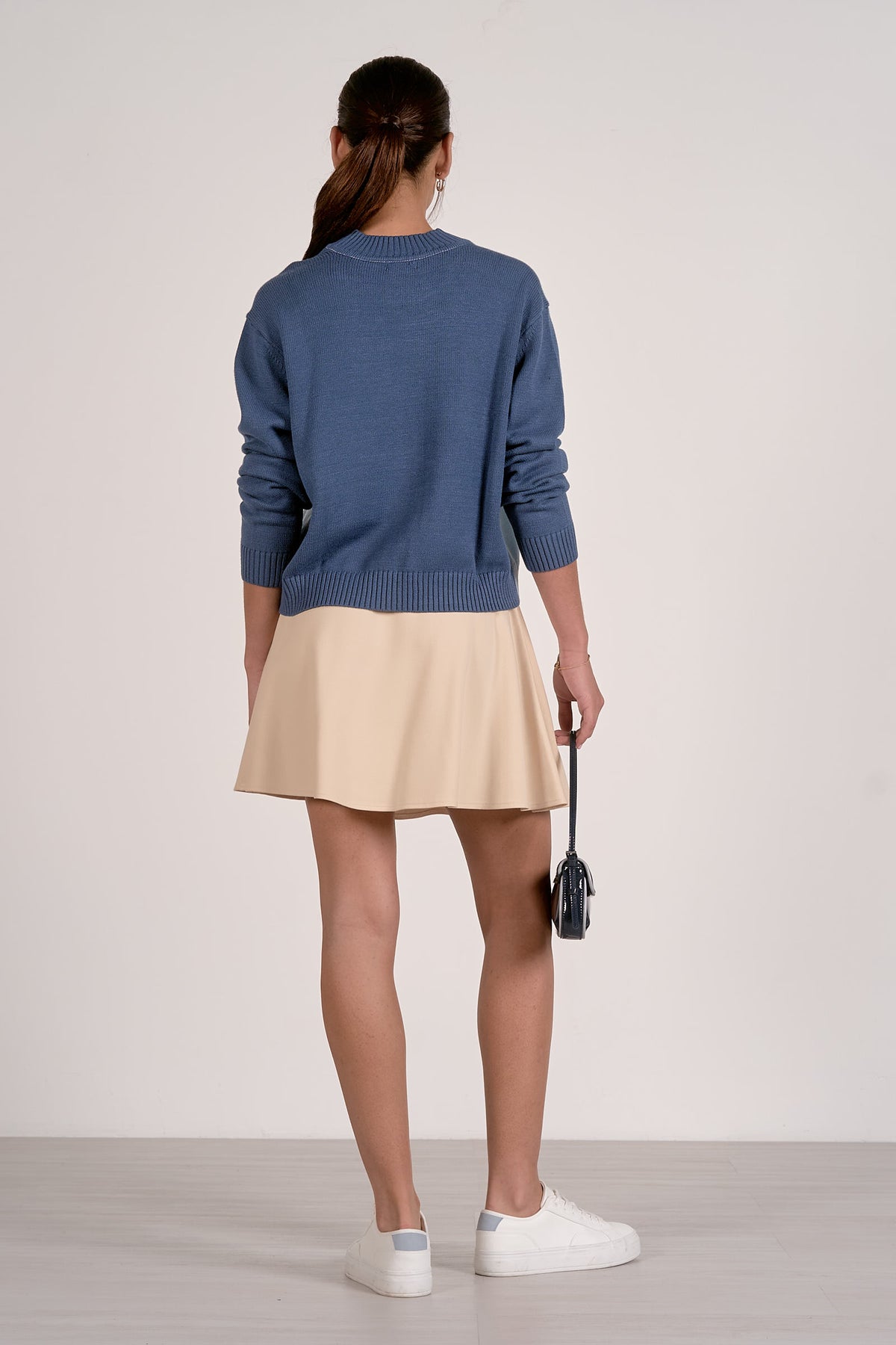 Blue Two Toned Crew Neck Sweater