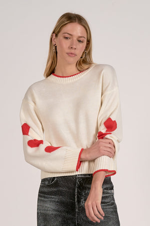 Cream Heart on Sleeve Sweater