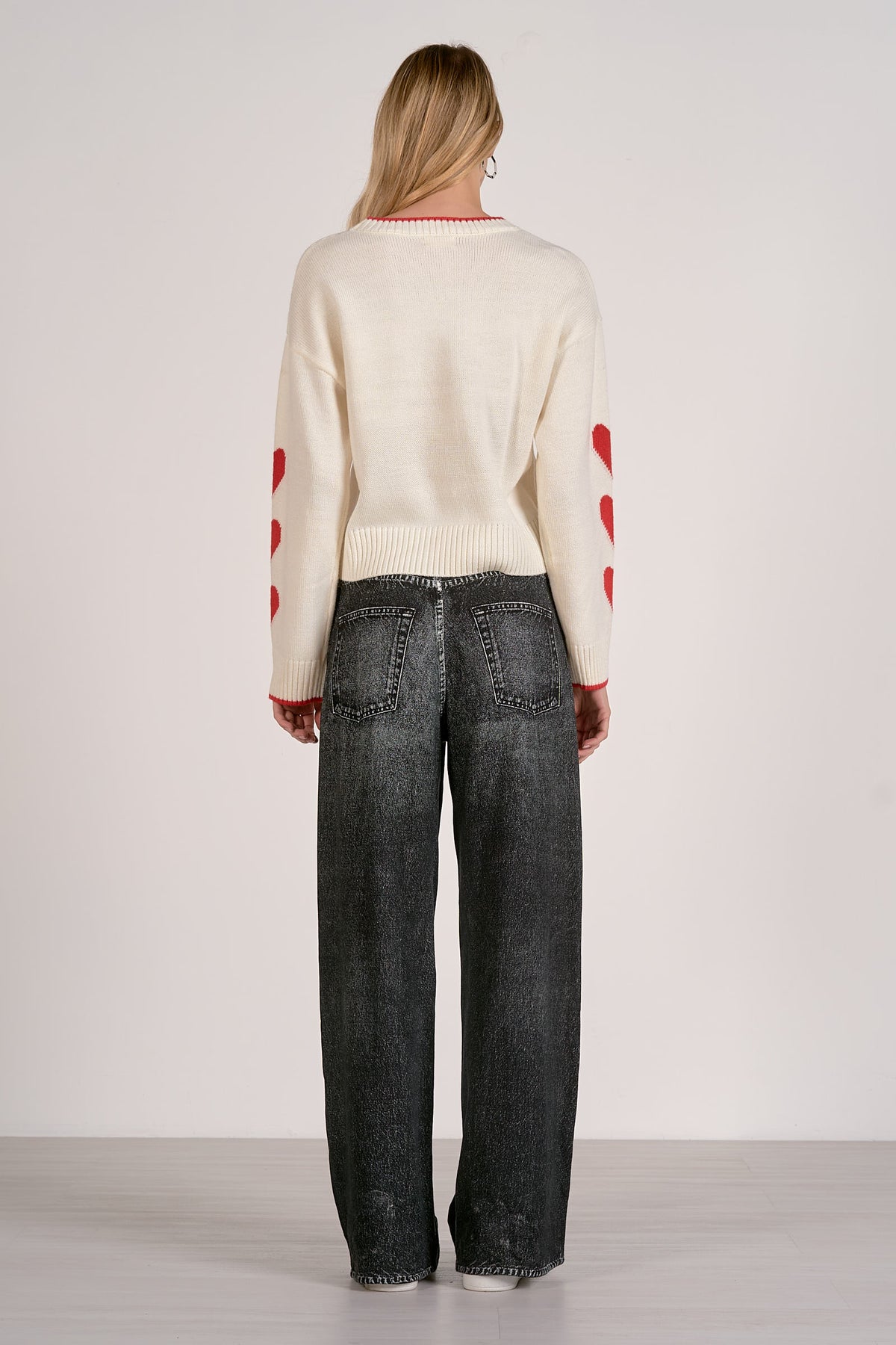 Cream Heart on Sleeve Sweater