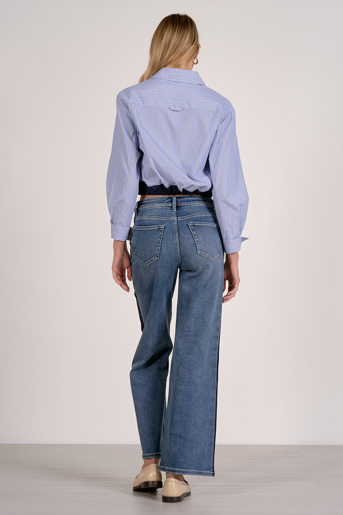 Striped Button Down Tie Waist Shirt