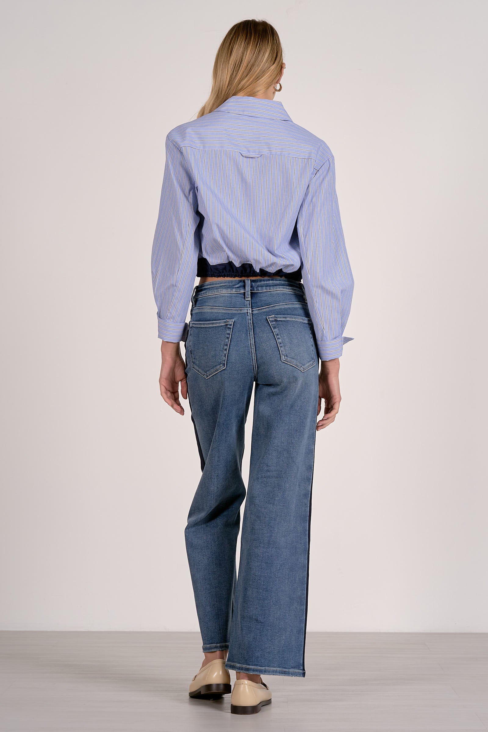 Striped Button Down Tie Waist Shirt