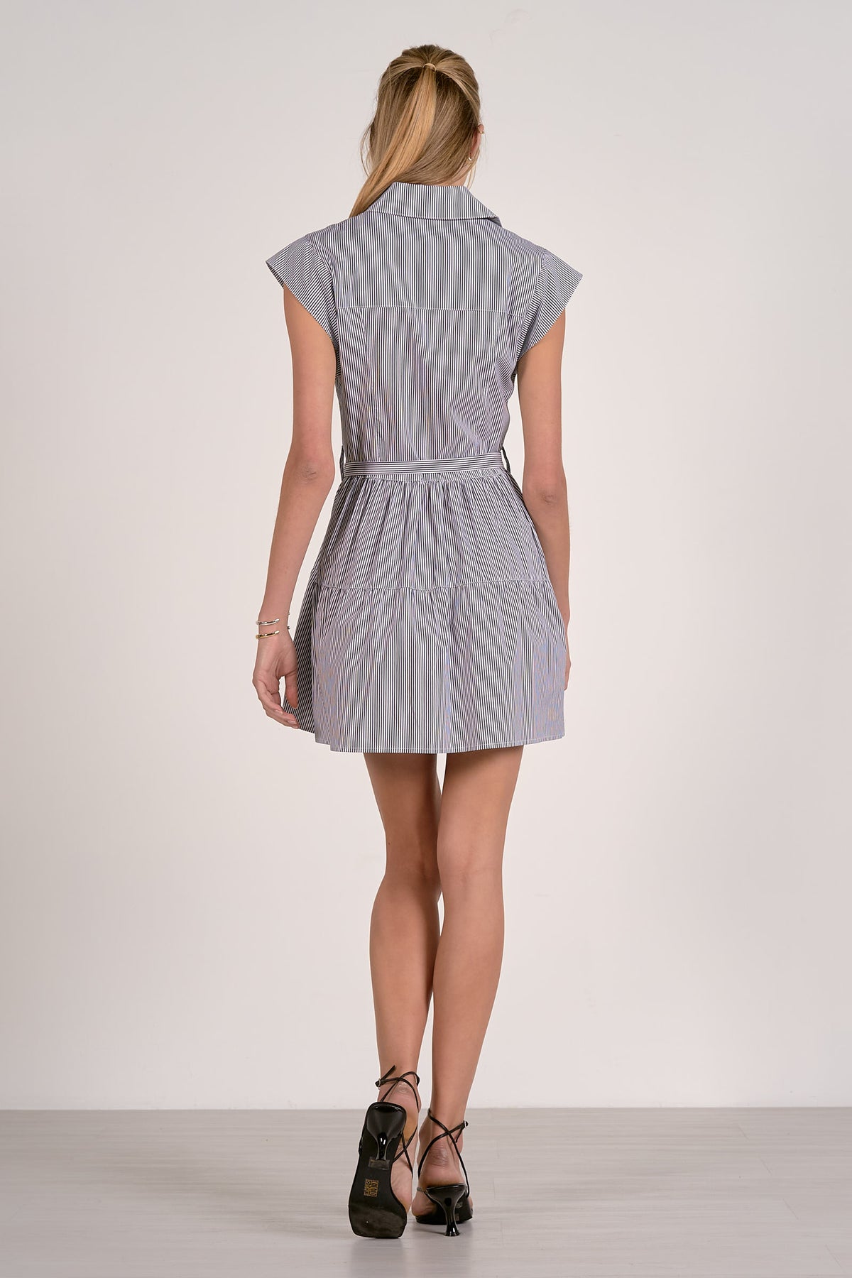 Striped Button Down Tiered Dress