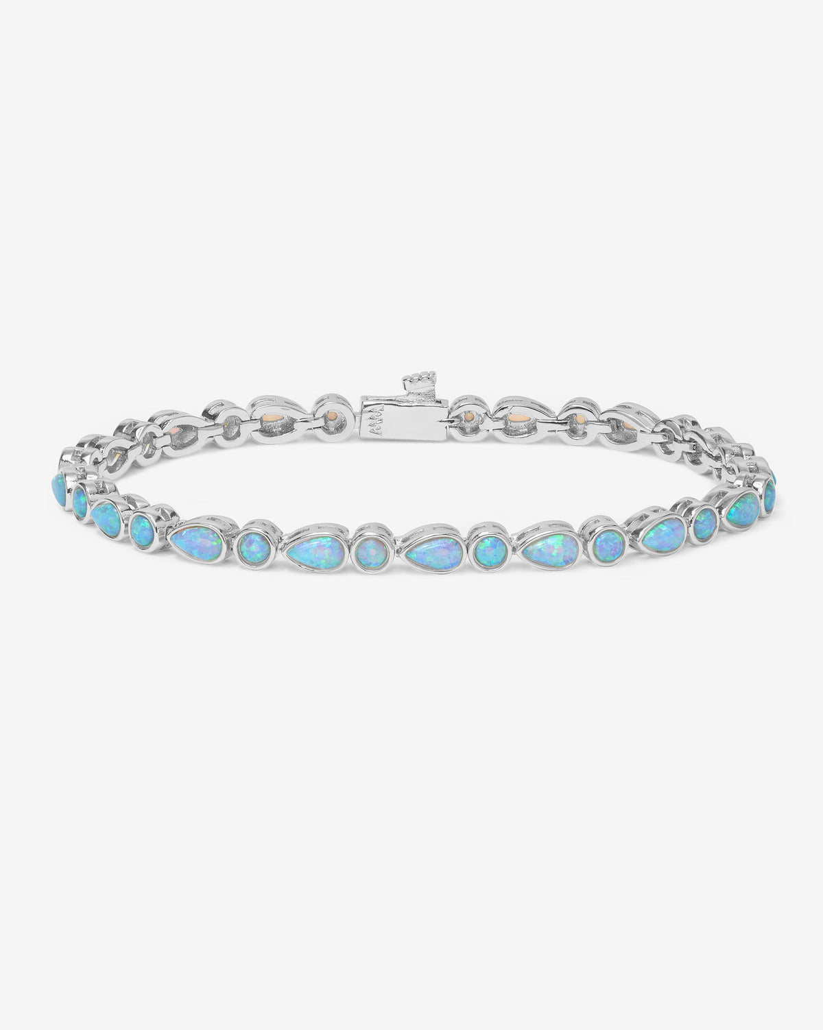Melinda Maria Isla Tennis Bracelet in Silver Blue Opal