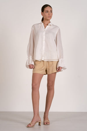 White Linen Button Up Top