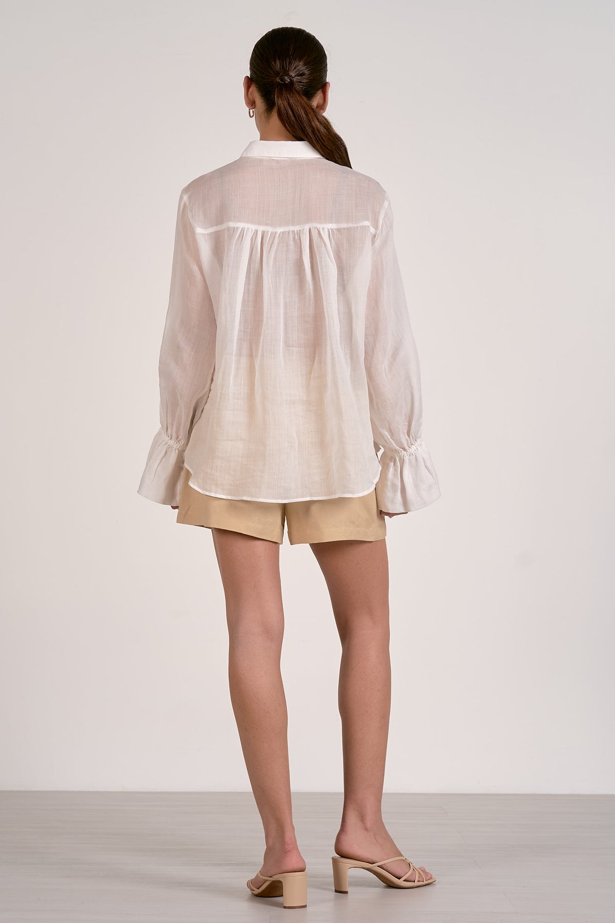 White Linen Button Up Top