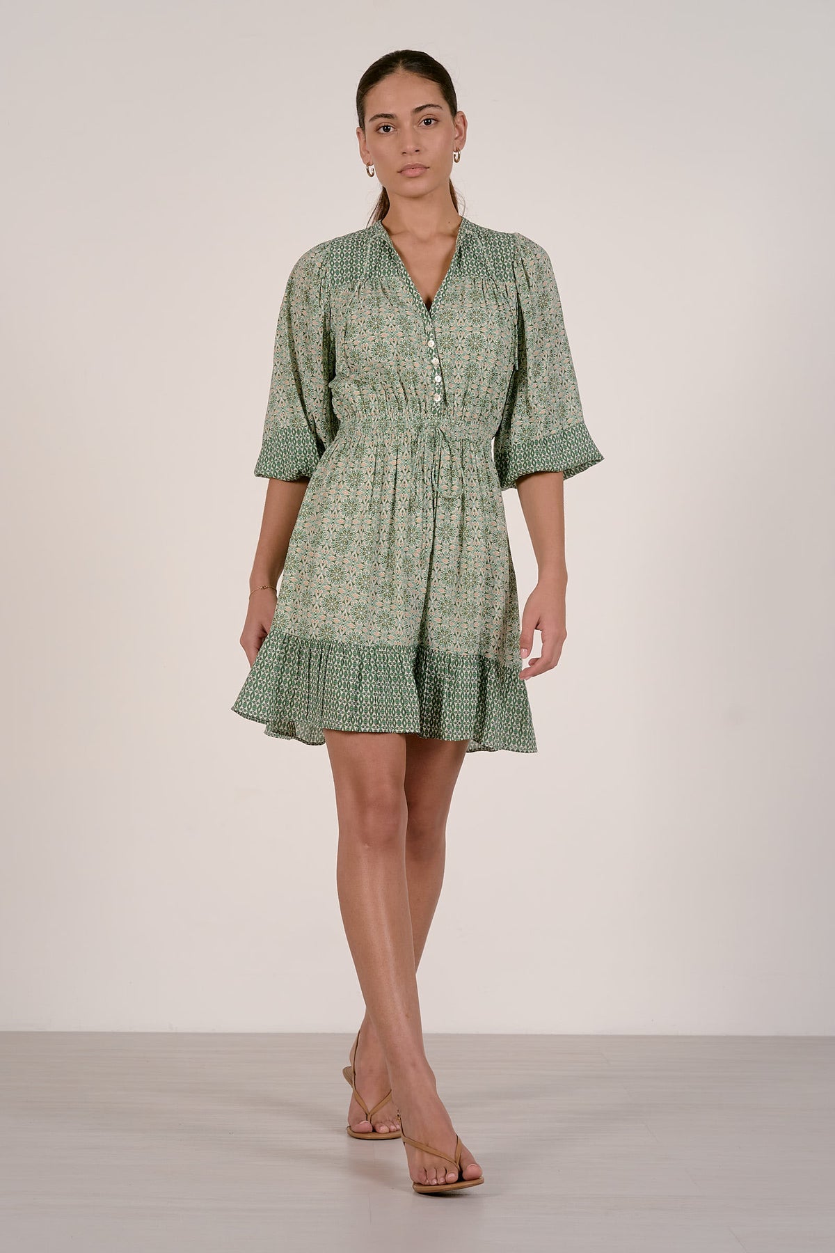 Green Boho Mini Dress