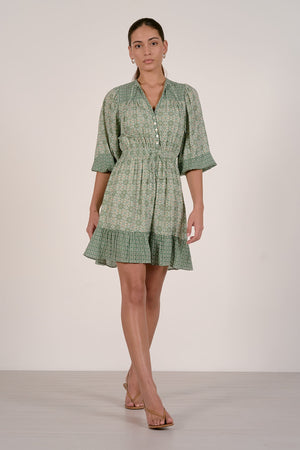 Green Boho Mini Dress