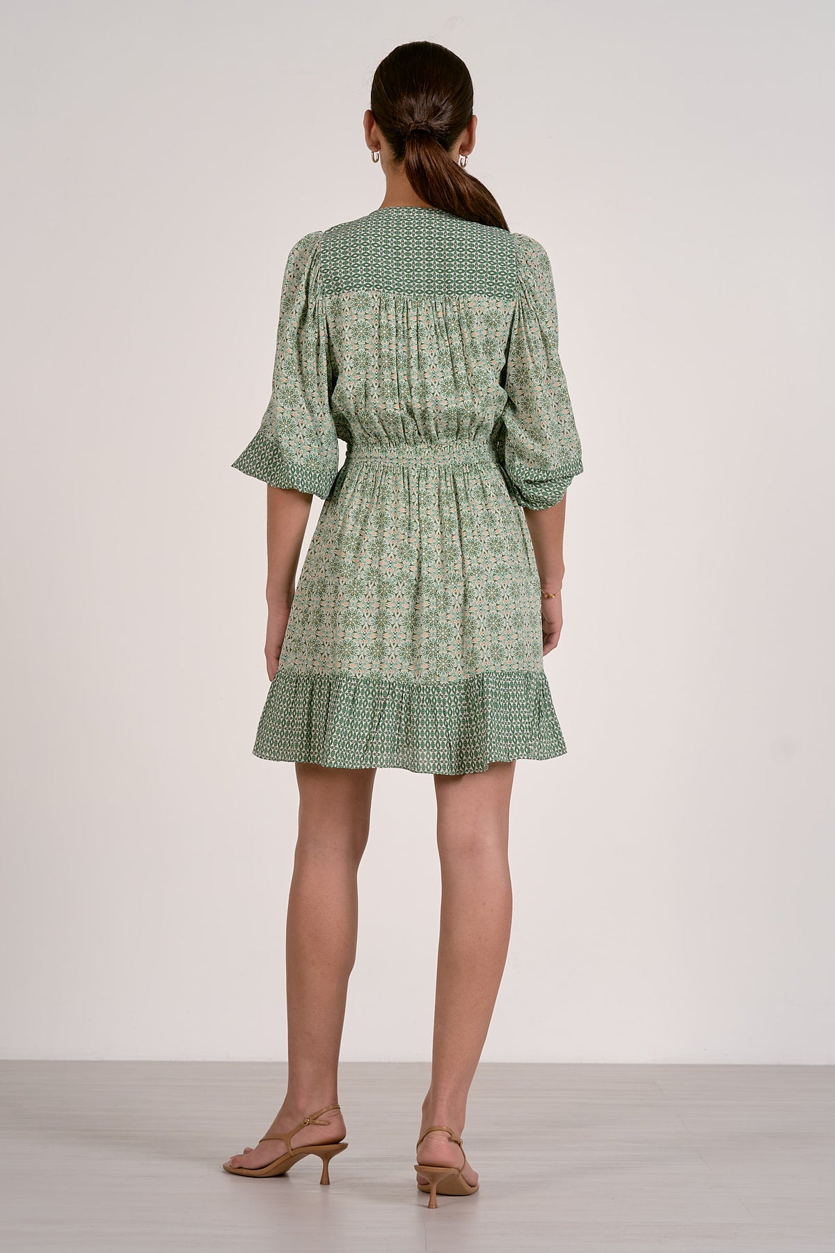 Elan Green Boho Mini Dress