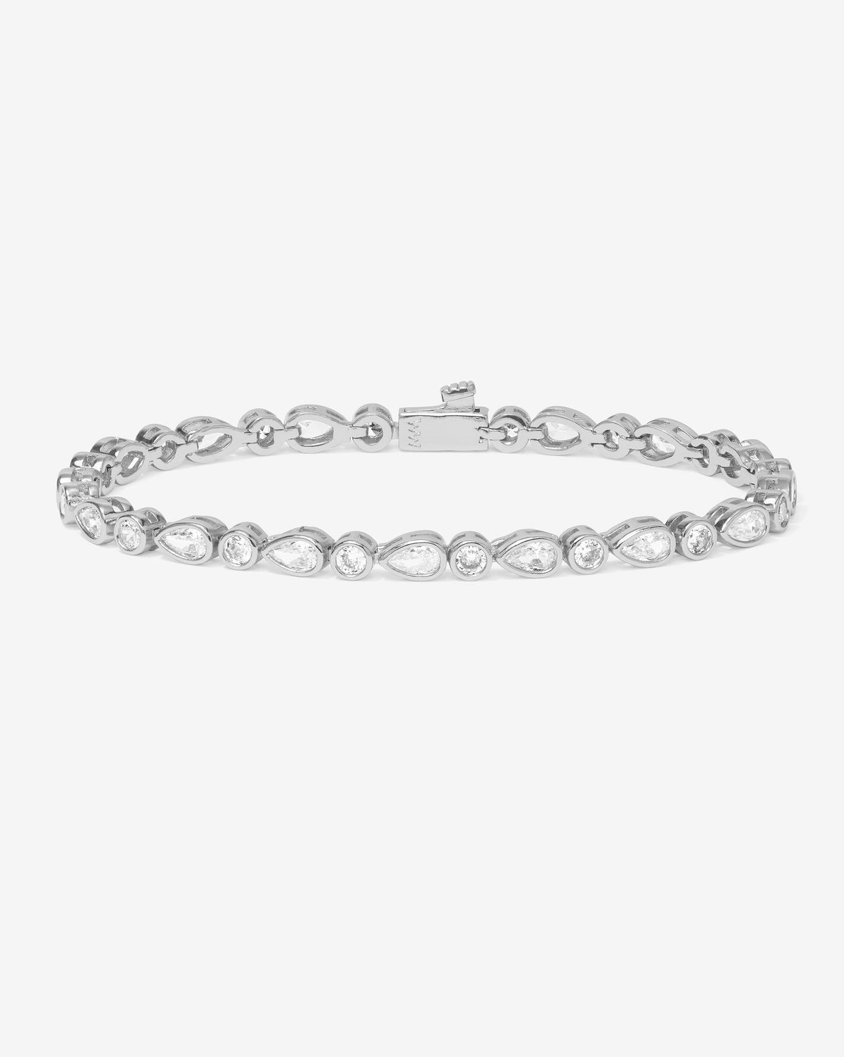 Melinda Maria Isla Tennis Bracelet in Silver White Stone