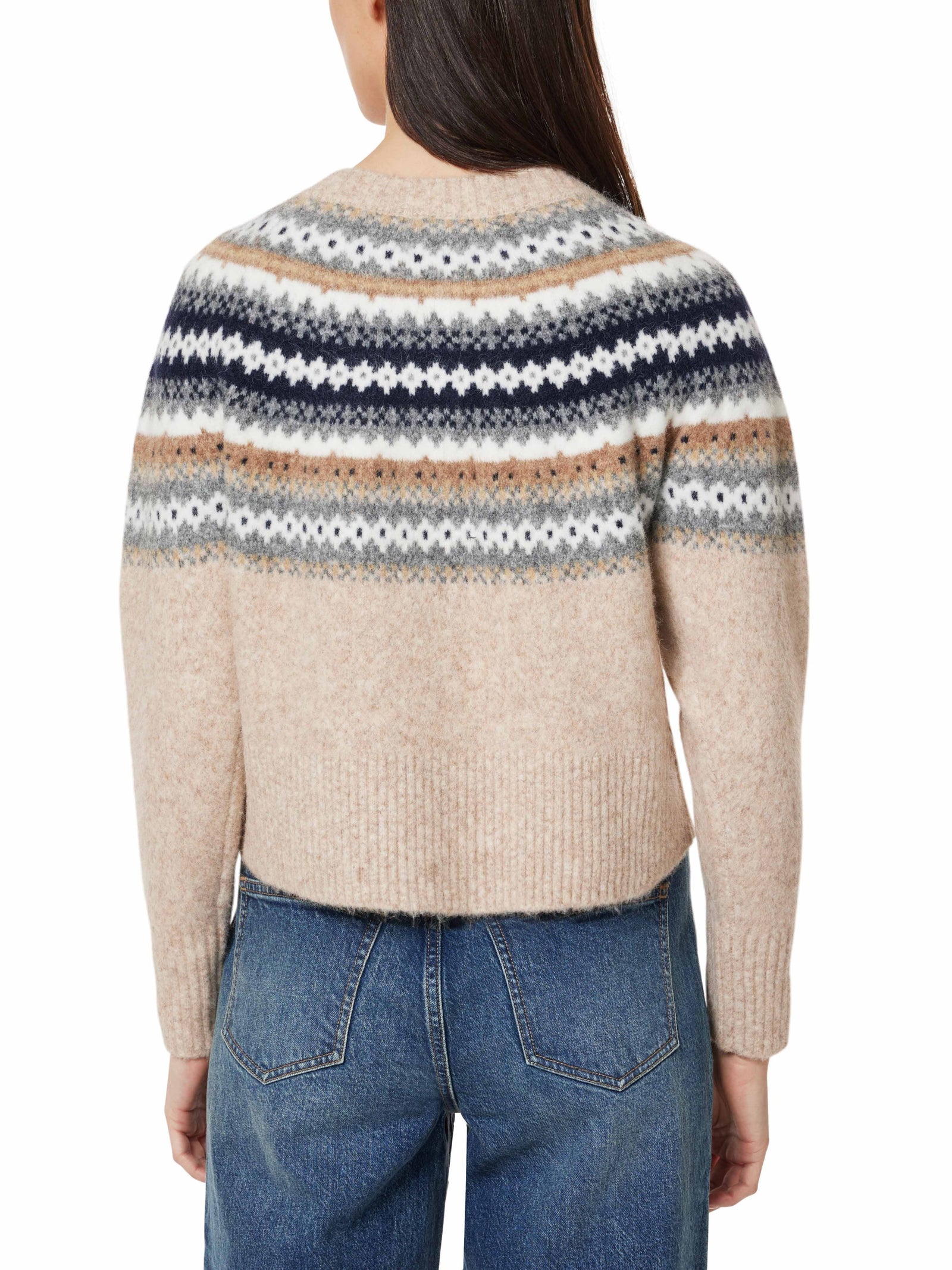 Snow Fair Isle Brown Cardigan Sweater