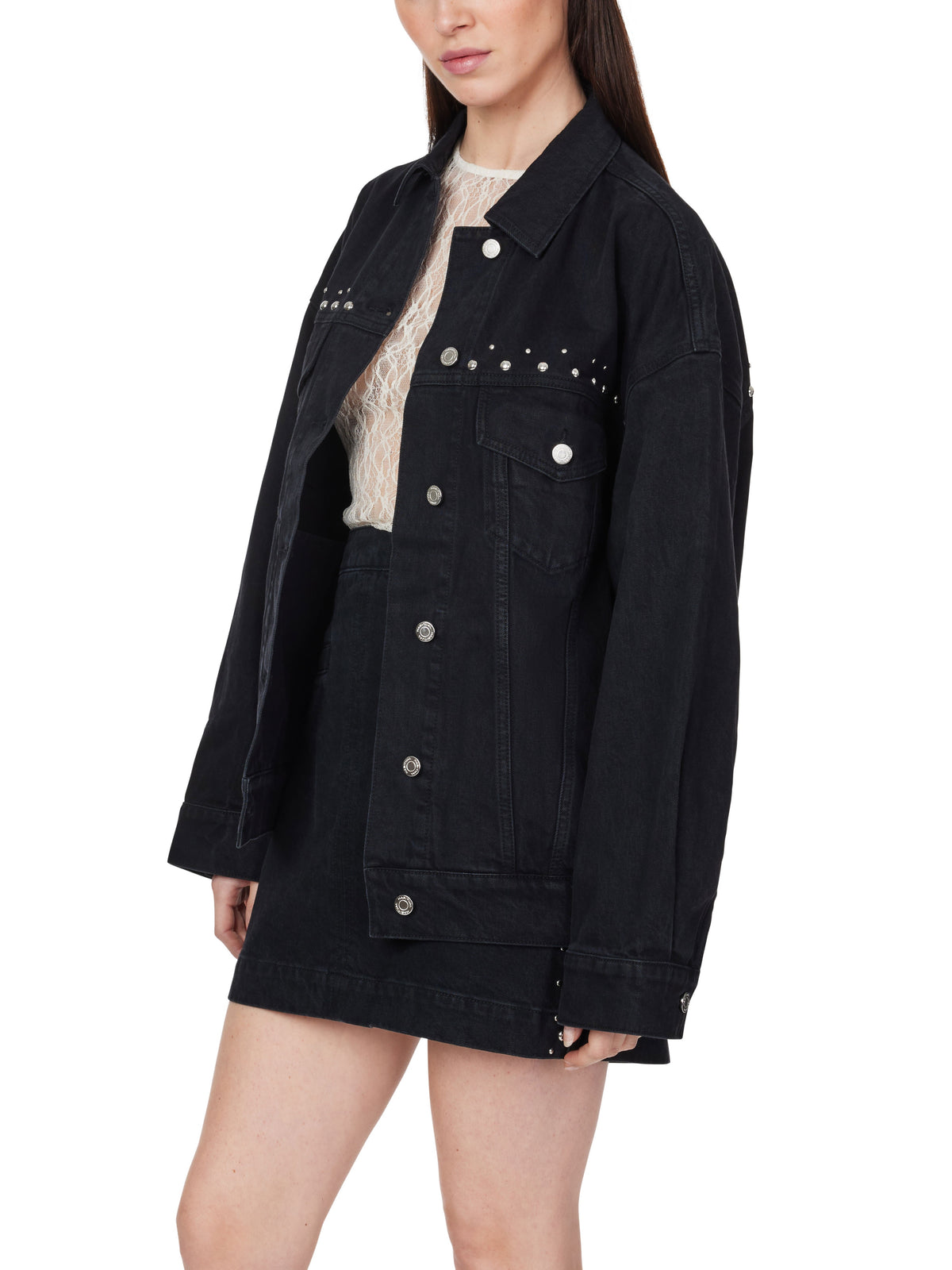 Habitual Black Boyfriend Studded Trucker Jacket