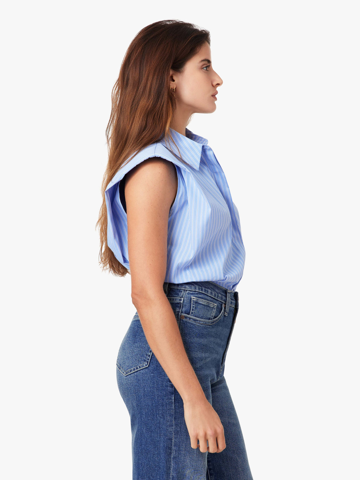 Habitual Sleevless Shoulder Pad Shirt - 2 Colors