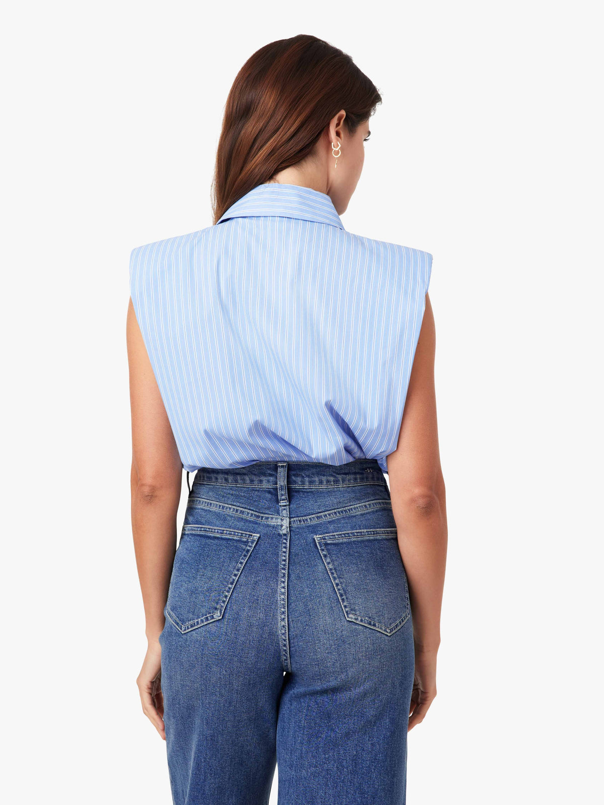 Habitual Sleevless Shoulder Pad Shirt - 2 Colors