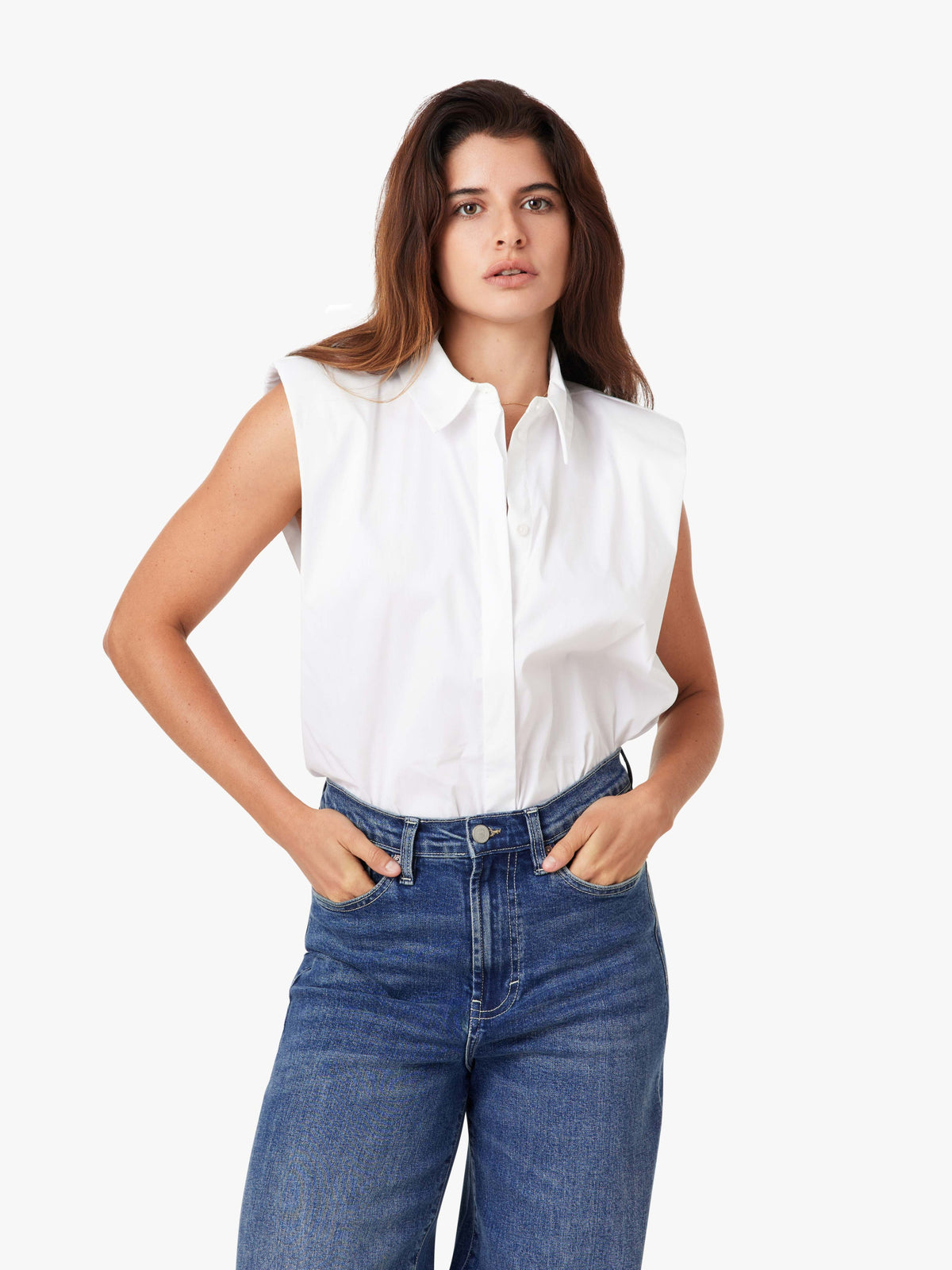 Habitual Sleevless Shoulder Pad Shirt