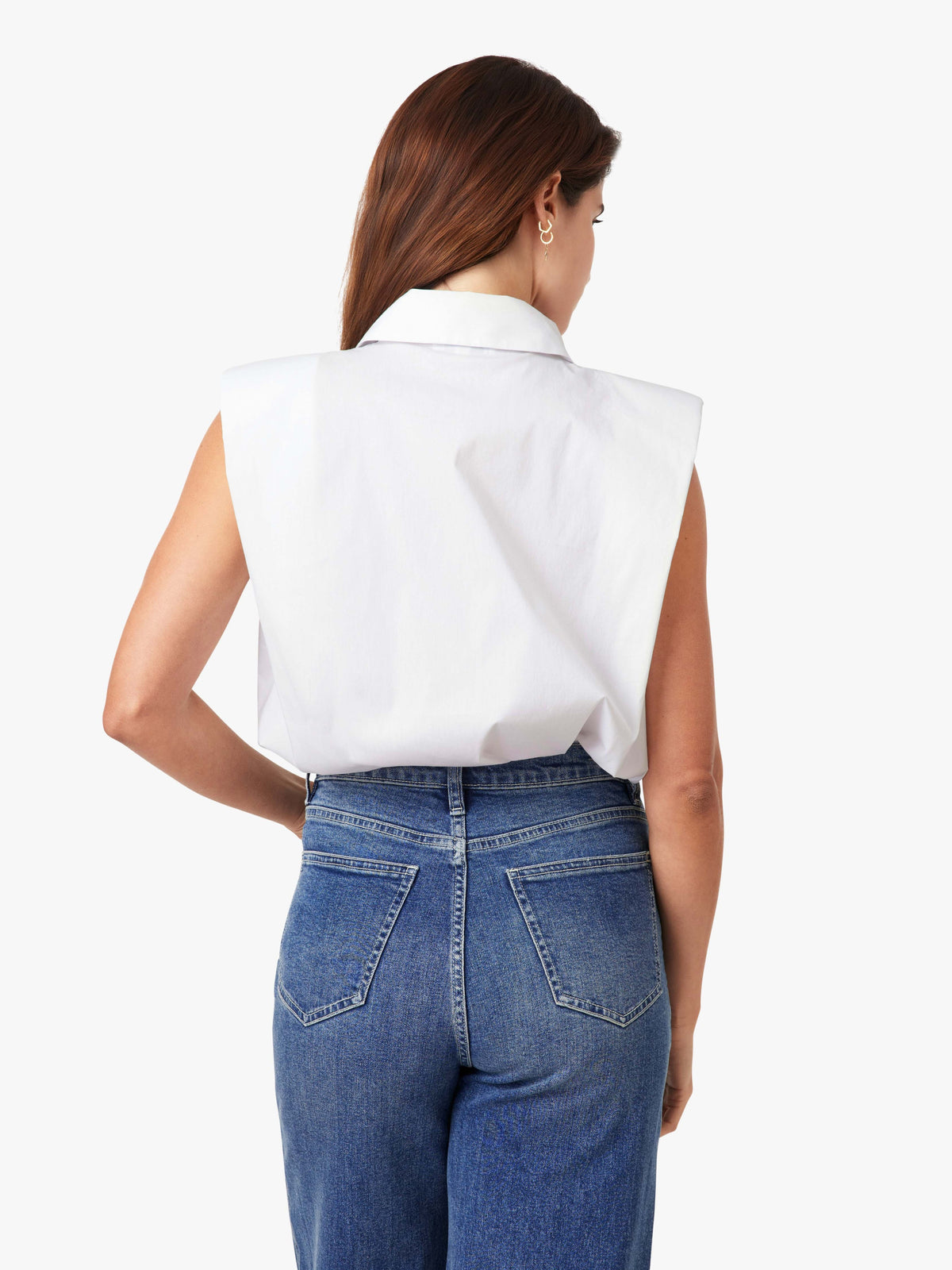 Habitual Sleevless Shoulder Pad Shirt - 2 Colors