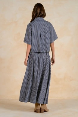 Pinstripe Short Sleeve Button Up