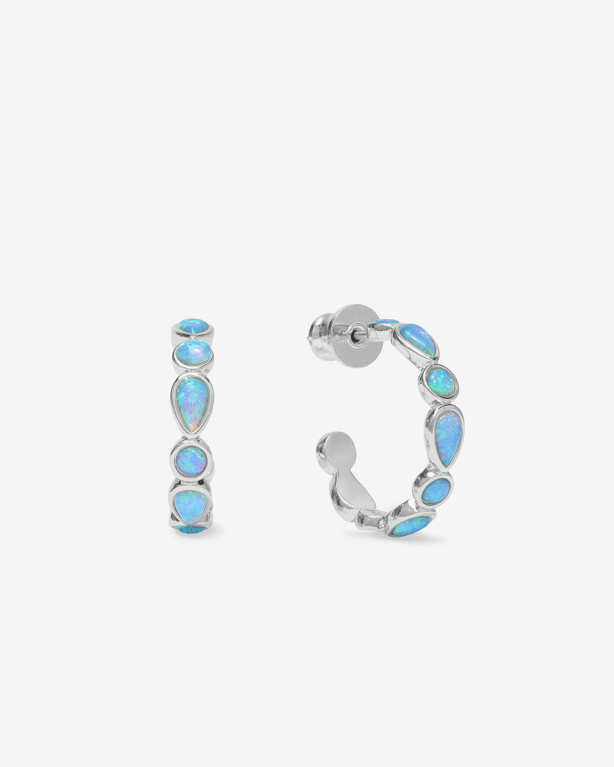 Melinda Maria Isla Large Hoops in SILVER-BLUE OPAL