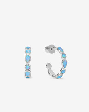 Melinda Maria Isla Large Hoops in SILVER-BLUE OPAL