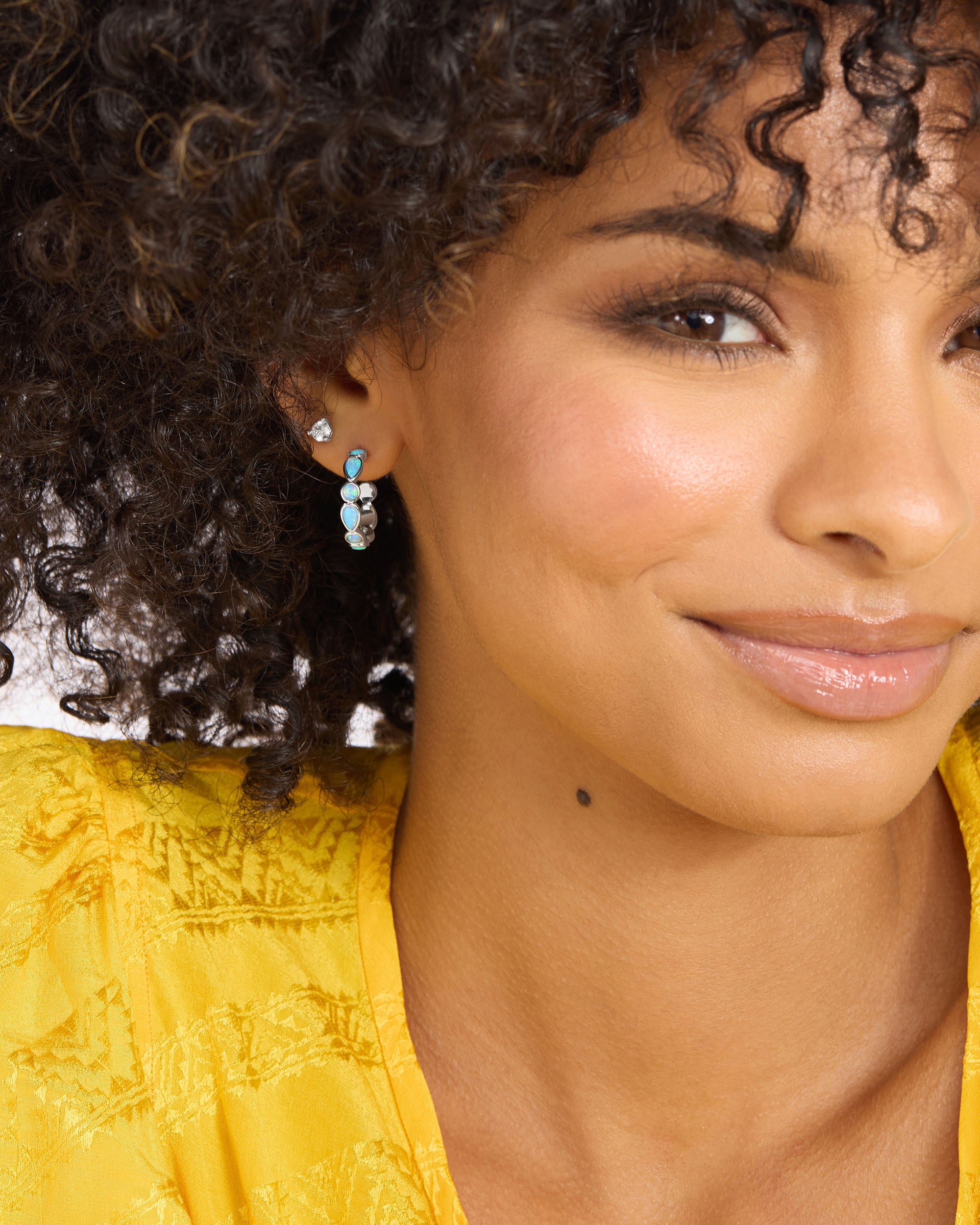 Melinda Maria Isla Large Hoops in SILVER-BLUE OPAL