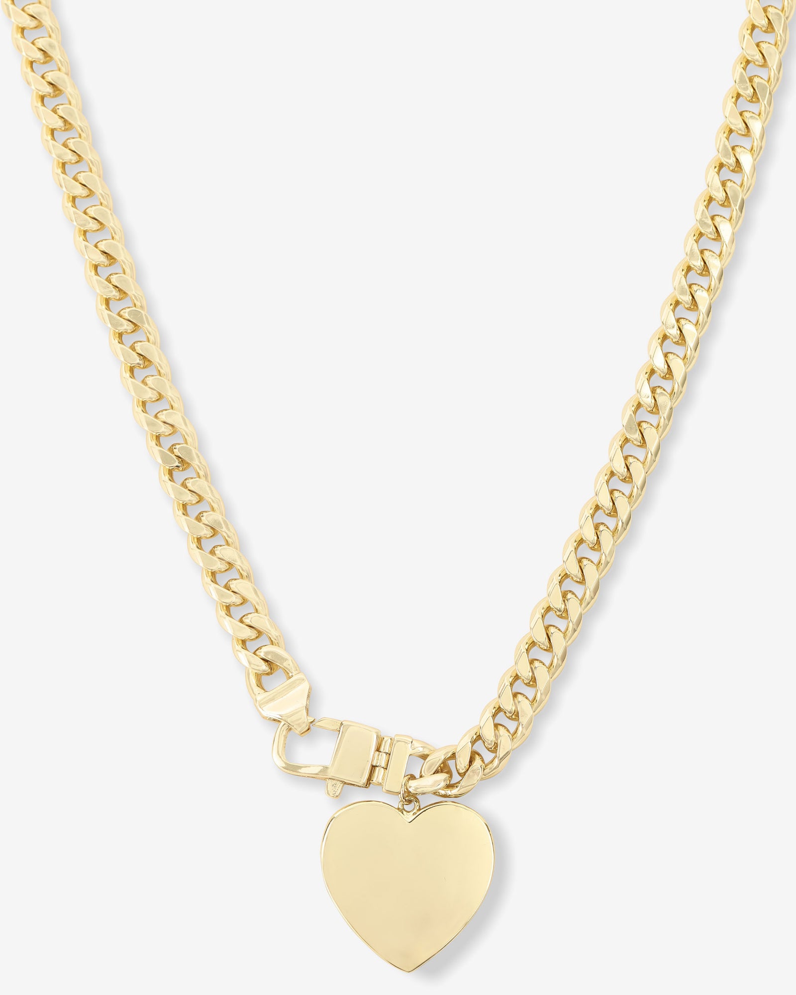 Melinda Maria Julian XL Heart Cuban Chain Necklace 16' in Gold