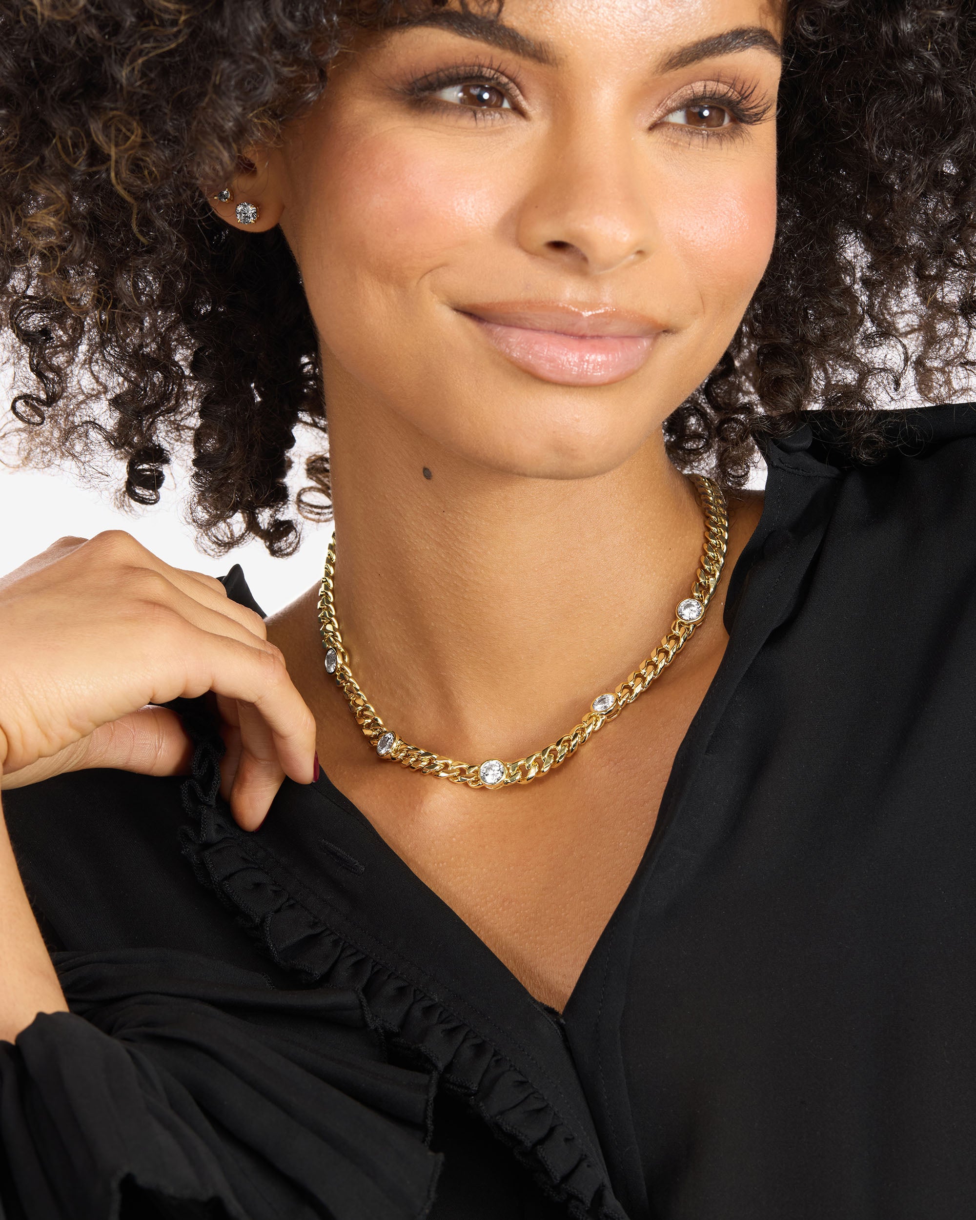 Melinda Maria Julian 5 Diamond Necklace 16' in Gold