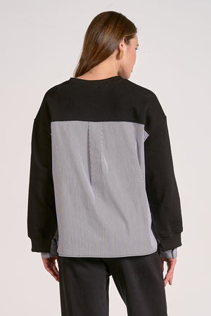 Double Layer Sweater with Striped Dress Shirt