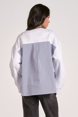 Double Layer Sweater with Striped Dress Shirt