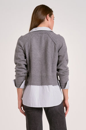 Grey Sweater Layered Dress Shirt