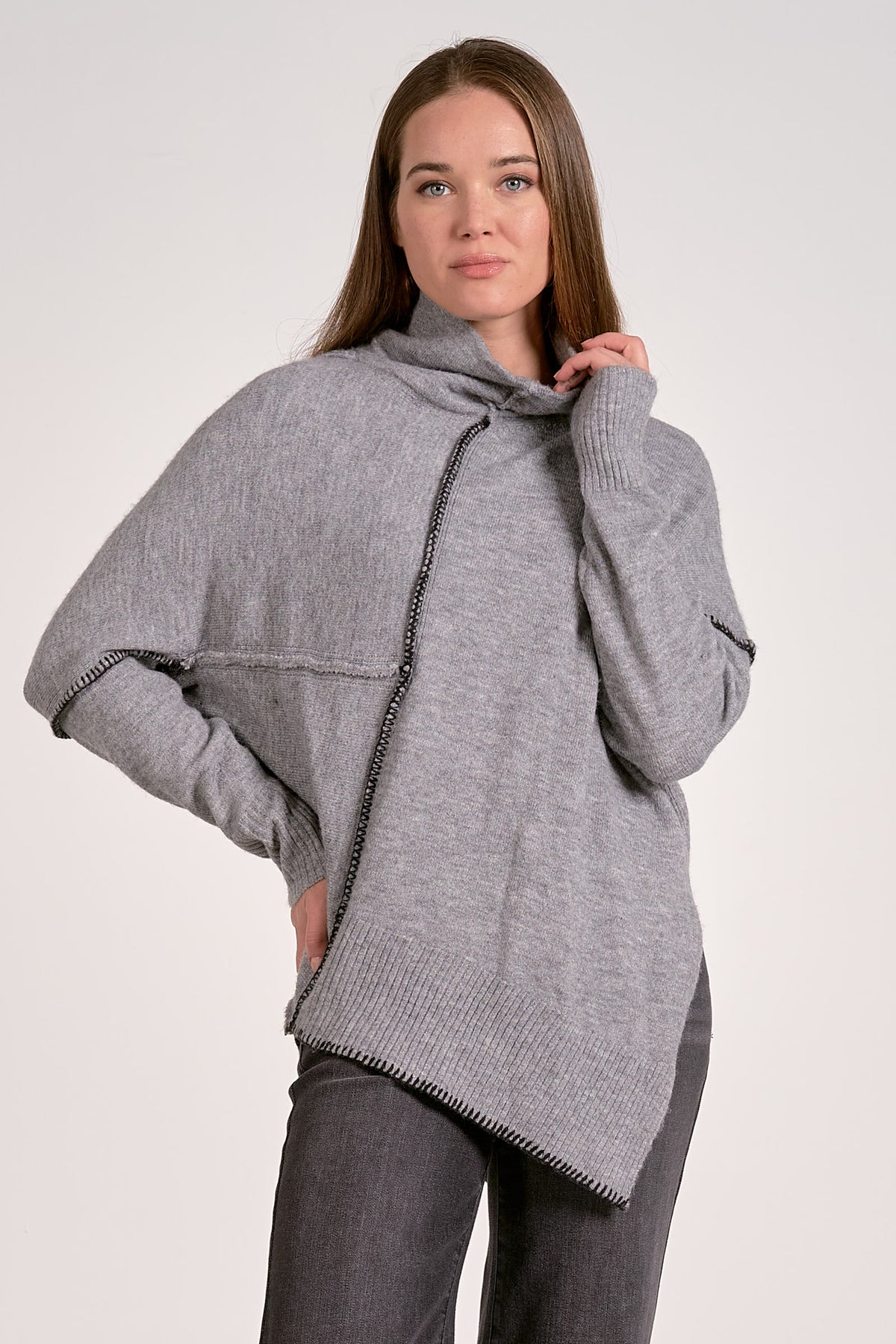 Asymmetrical Grey Seam Sweater