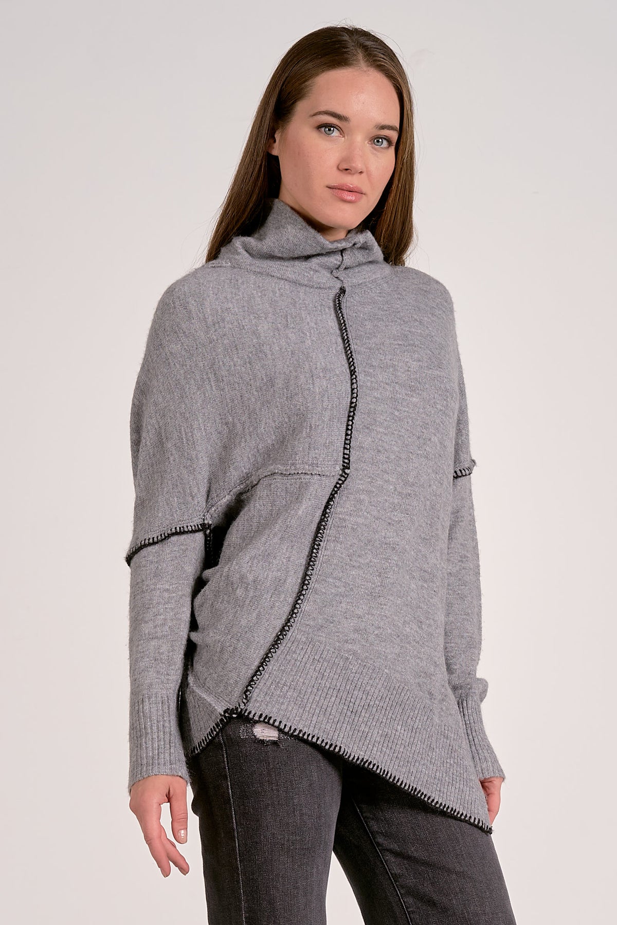 Asymmetrical Grey Seam Sweater