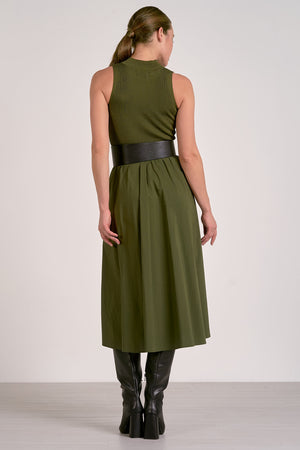 Ribbed Tank Dress in Olive Green