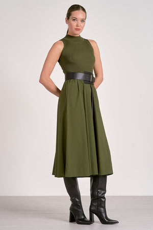 Ribbed Tank Dress in Olive Green