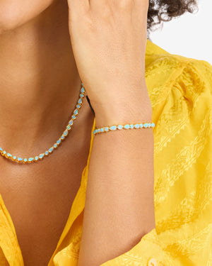 Melinda Maria Isla Tennis Bracelet in Gold Blue Opal 6.5