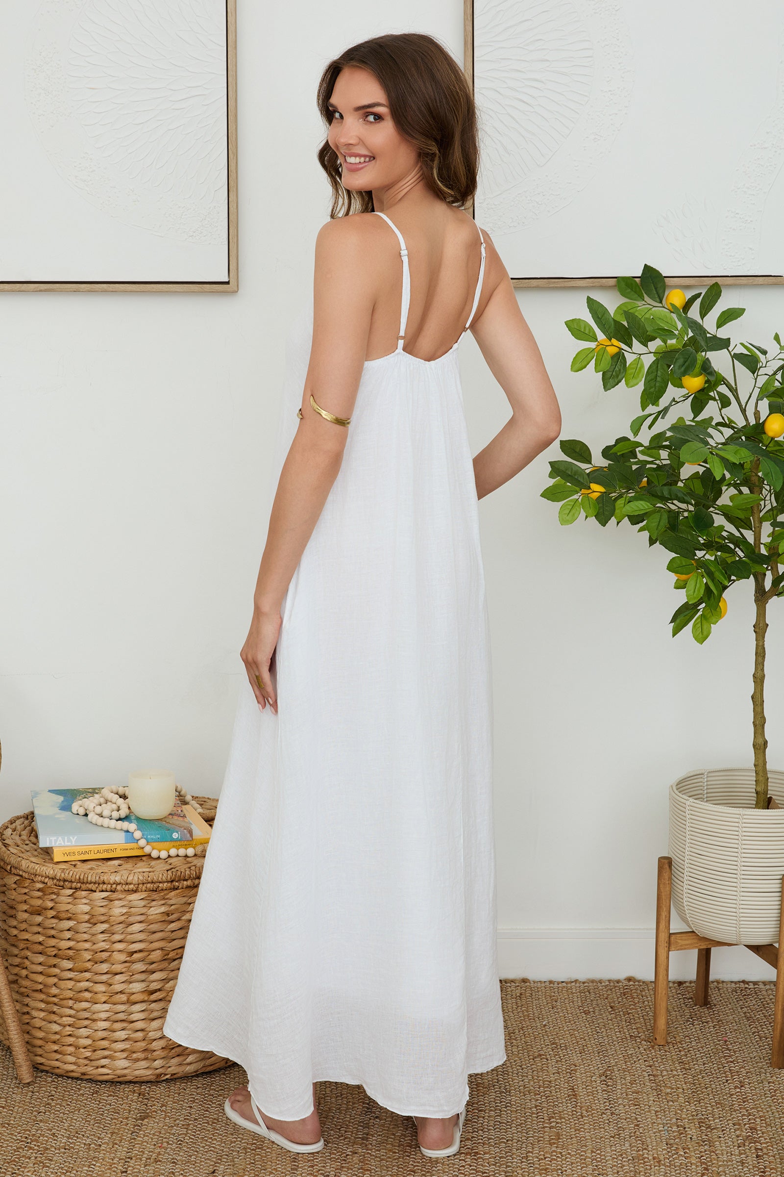 Linen Spaghetti Strap Maxi Dress