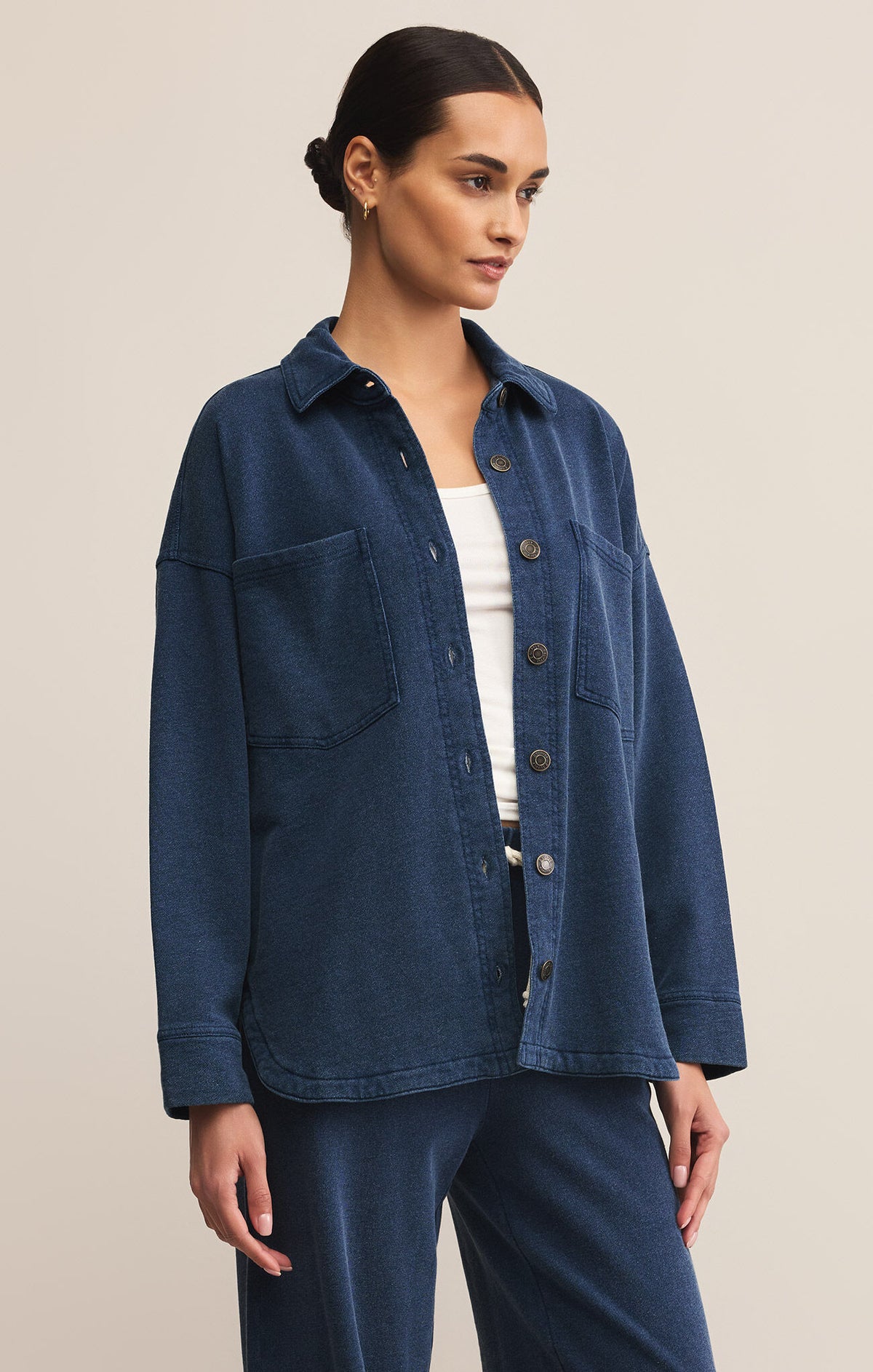Z Supply All Day Knit Denim Jacket in Indigo