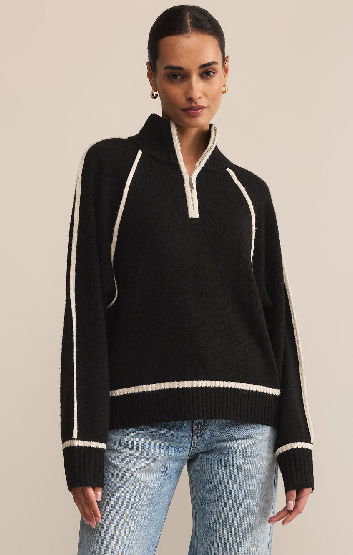 Z Supply Alps Black Half Zip Sweater
