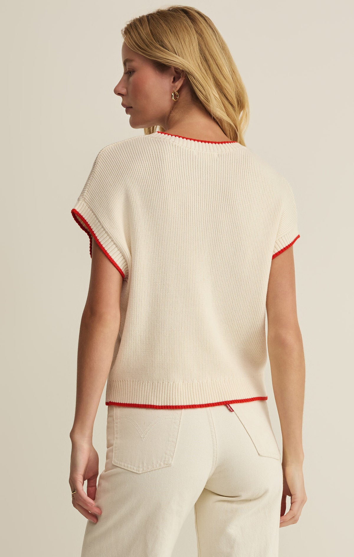 Z Supply Sleeveless Patriot Sweater in Cloud White