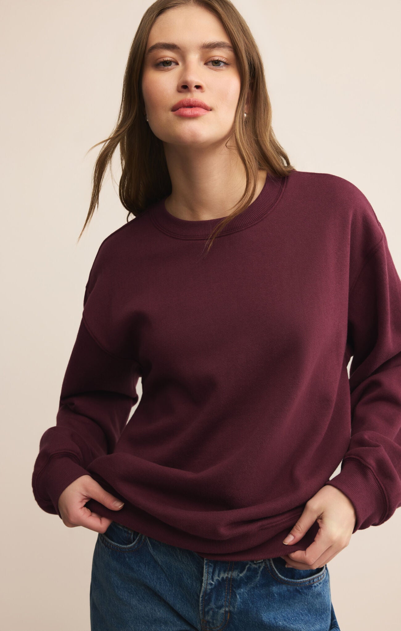 Z SUPPLY Boyfriend Sweater in Merlot