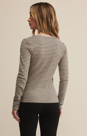 Z Supply Stella Stripe Henley Long Sleeve Tee
