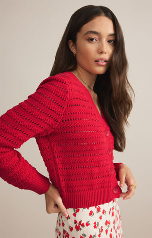 Z Supply Red Romance Cardigan Sweater