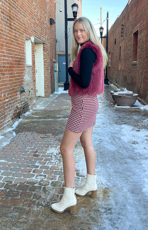 Molly Bracken Red Houndstooth Skirt