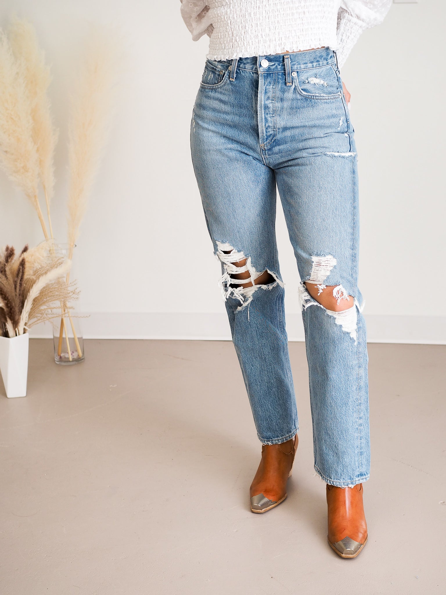 Tick toksicitet Havanemone Agolde Denim 90's Mid Rise Jeans Fall Out Straight High Waist - Pilar  Boutique