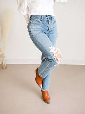 Agolde Denim 90's Mid Rise Jeans Fall Out Straight High Waist