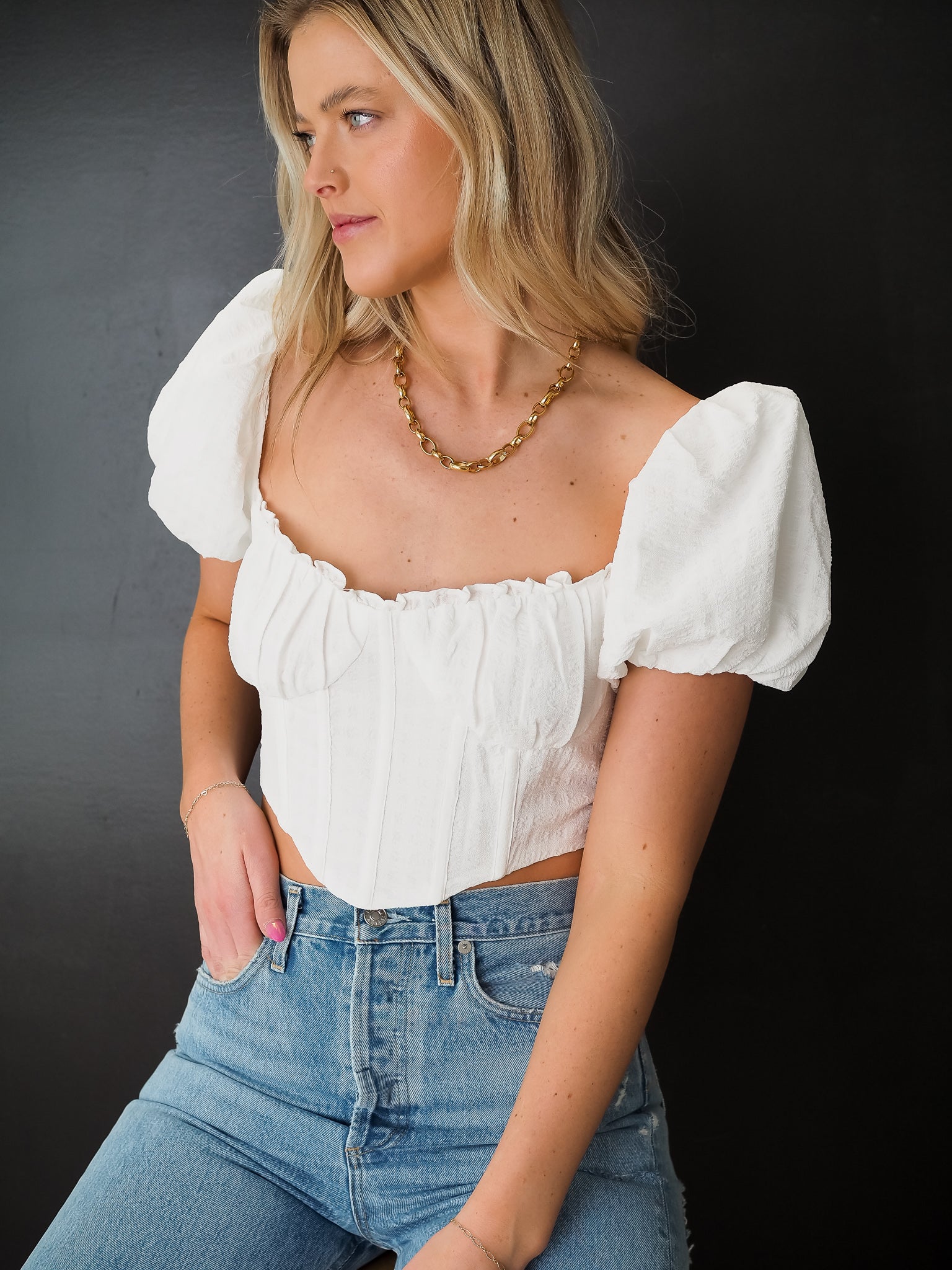 ASTR Paola White Blouse