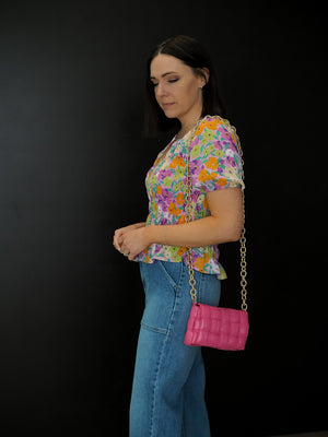 Sanctuary V-NECK MULTI COLORED SMOCKED TOP