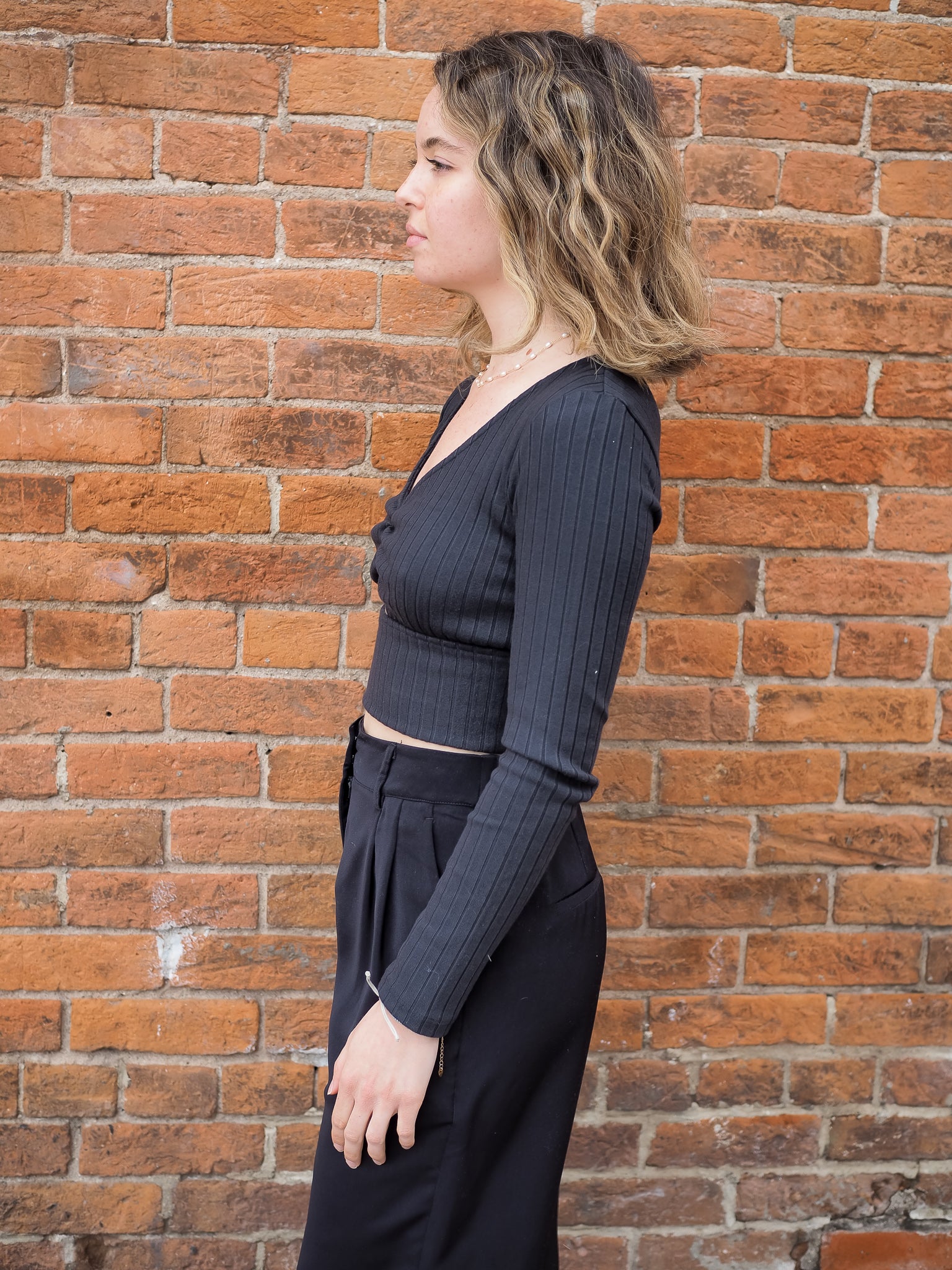 Z Supply BELLA RIB LS Black TOP