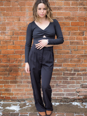 Z Supply BELLA RIB LS Black TOP