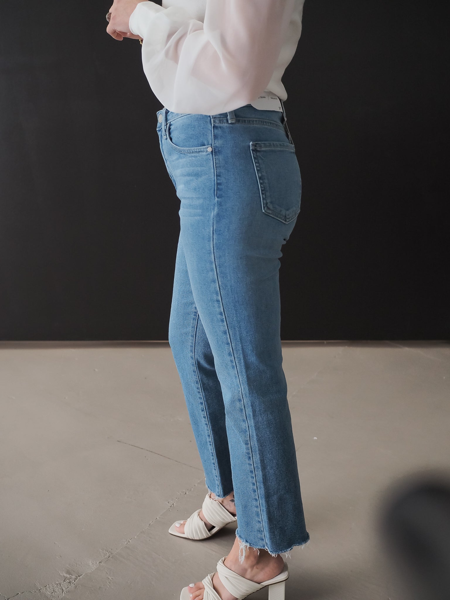 Vintage Cropped Light Wash Flare Denim