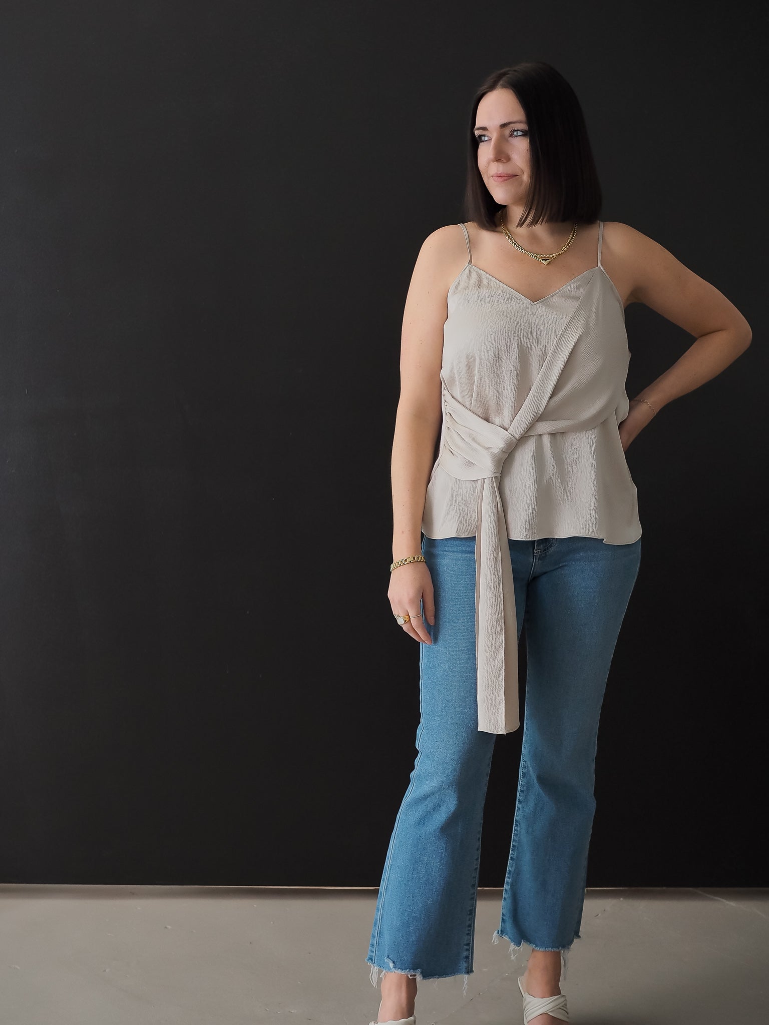 Falling For You Beige Tank Blouse